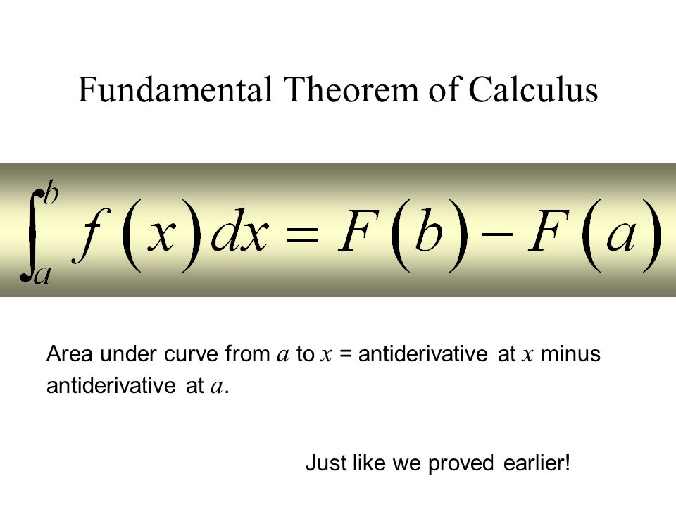 Fundamental Theorem of Calculus Just like we proved earlier.