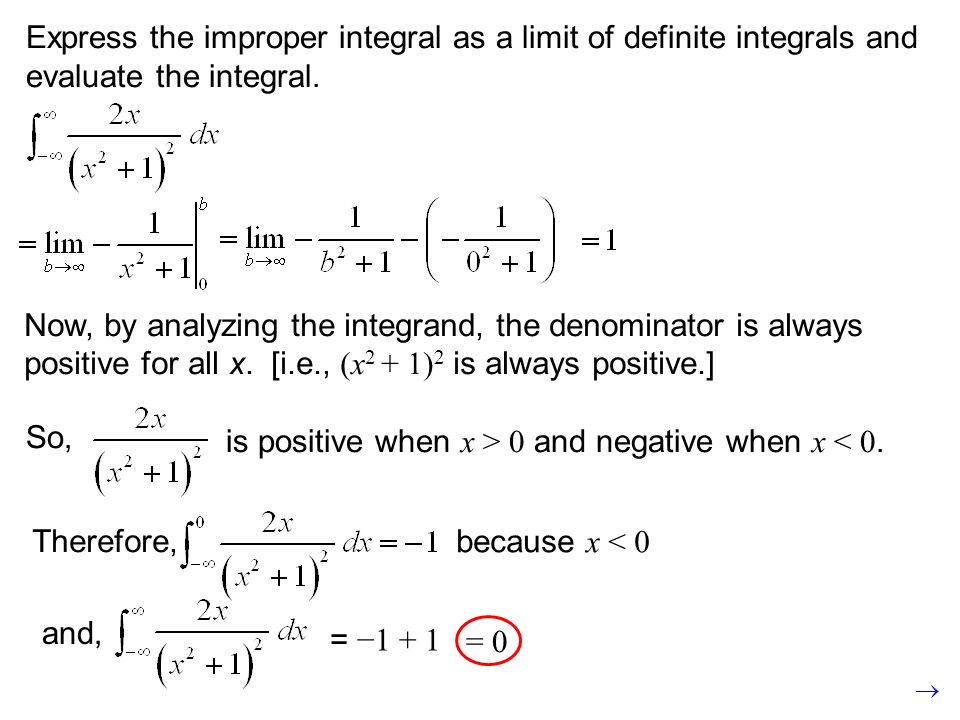 Express the improper integral as a limit of definite integrals and evaluate the integral.