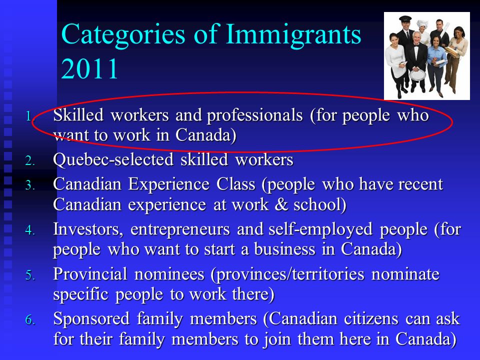 Categories of Immigrants