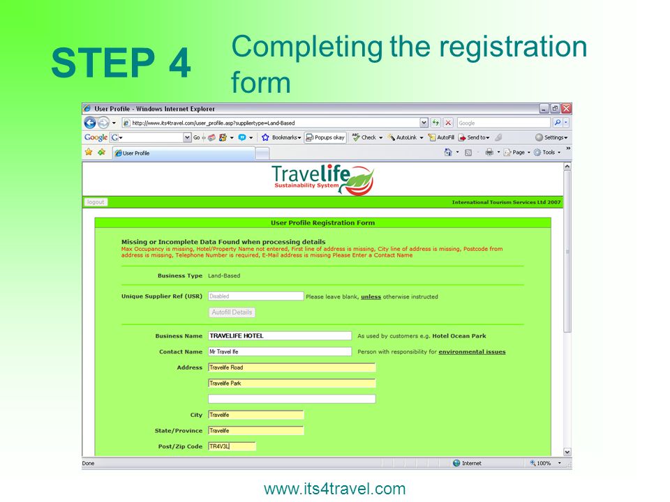 STEP 4   Completing the registration form