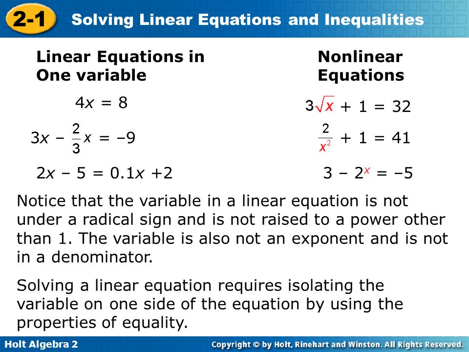 Solve Nar Equations Talkchannels Holt Algebra Solving Linear Equations And Inequalities Solve