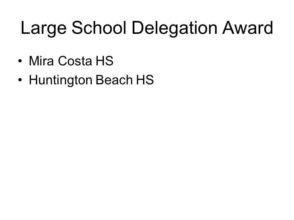 Large School Delegation Award Mira Costa HS Huntington Beach HS