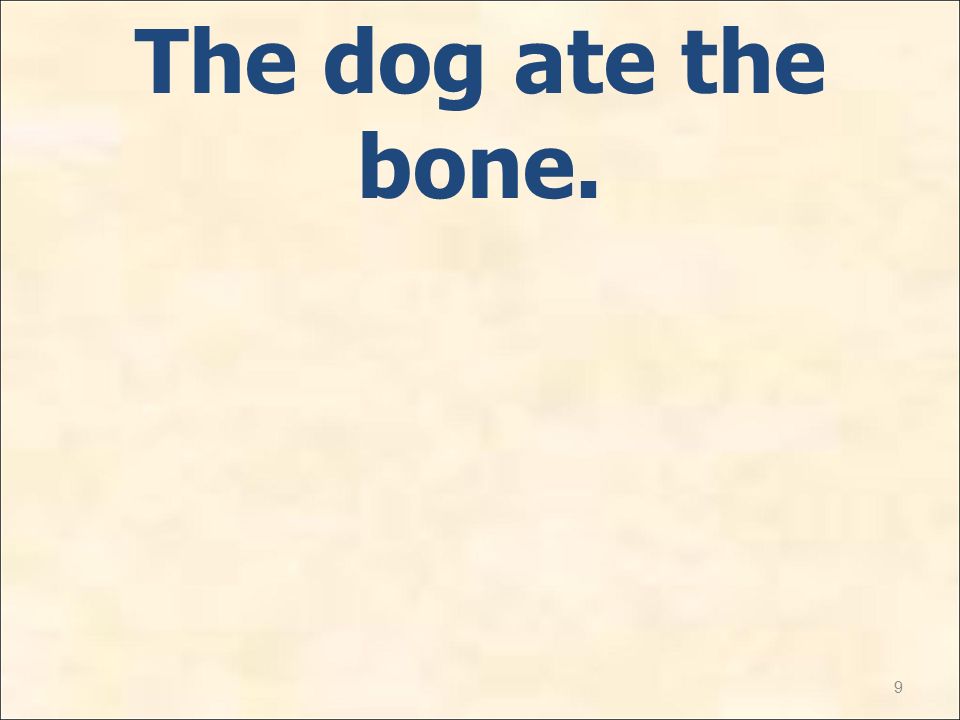 9 The dog ate the bone.