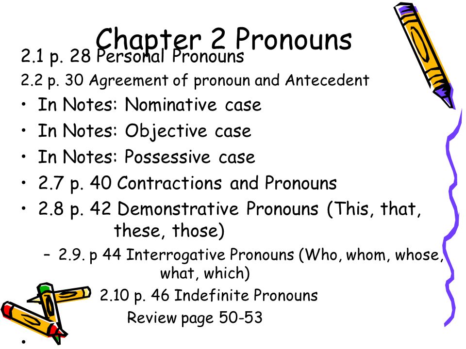 Chapter 2 Pronouns 2.1 p. 28 Personal Pronouns 2.2 p.