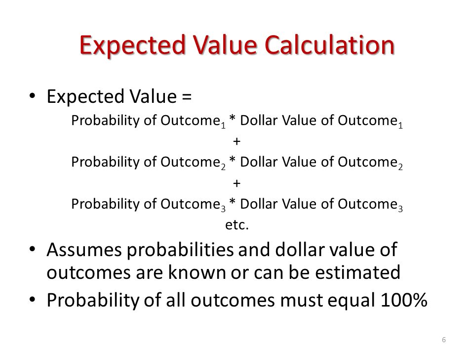 Equation For Expected Value Talkchannels Calculate Expected Values Of Alternative Courses Action Ppt