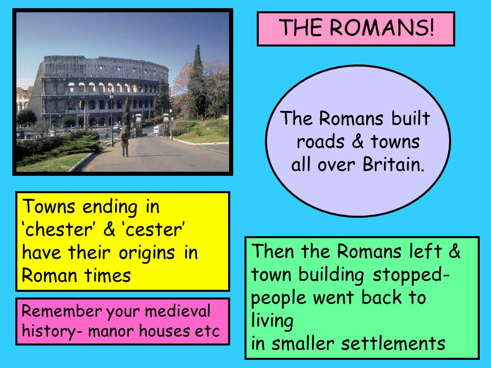 THE ROMANS. The Romans built roads & towns all over Britain.