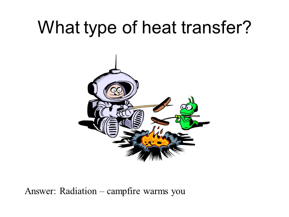 Answer: Radiation – campfire warms you