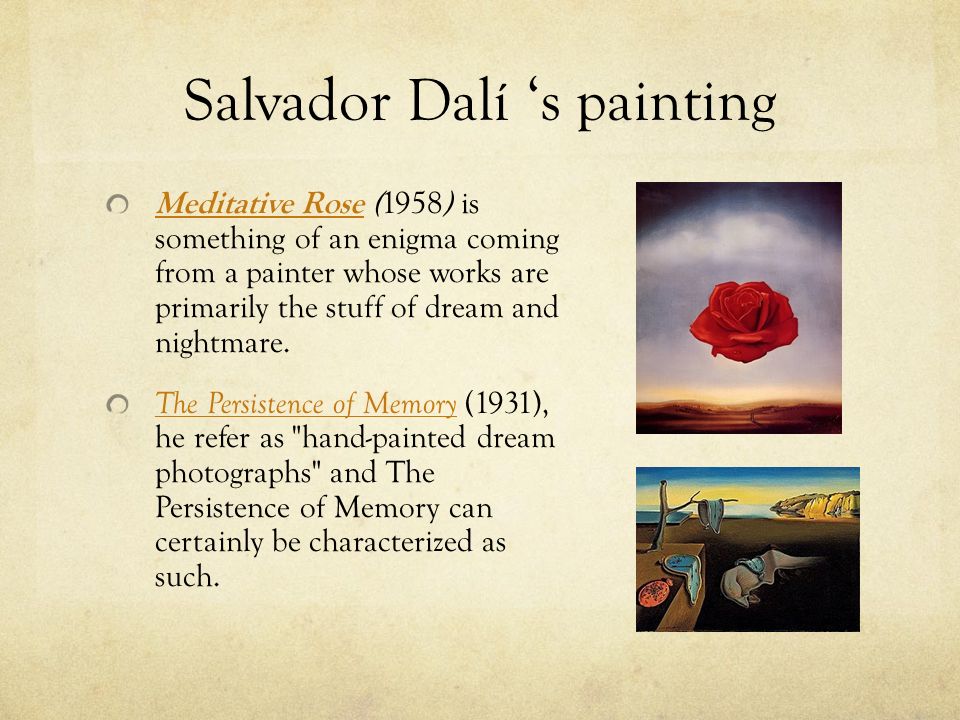 Salvador Dalí ‘s painting Meditative Rose ( 1958 ) is something of an enigma coming from a painter whose works are primarily the stuff of dream and nightmare.