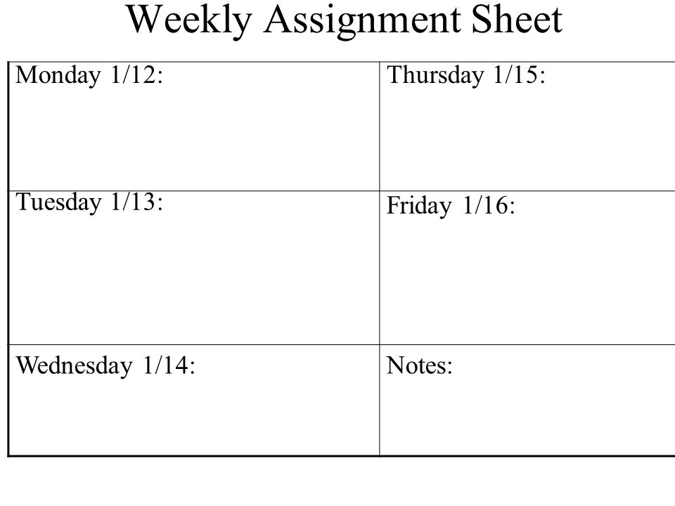 weekly assignment