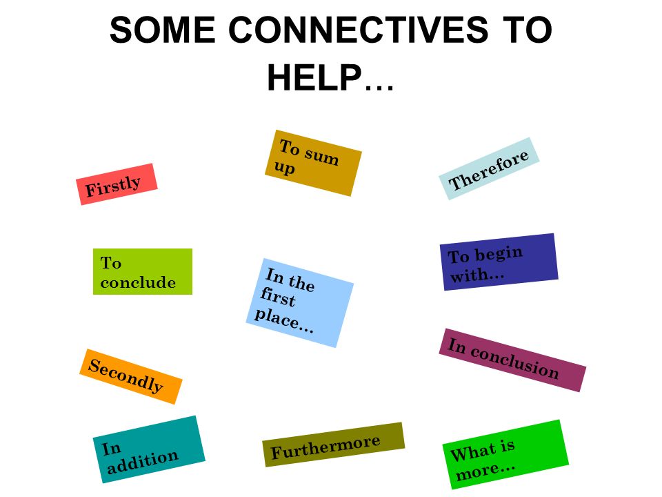SOME CONNECTIVES TO HELP...