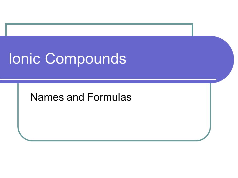 Ionic Compounds Names and Formulas