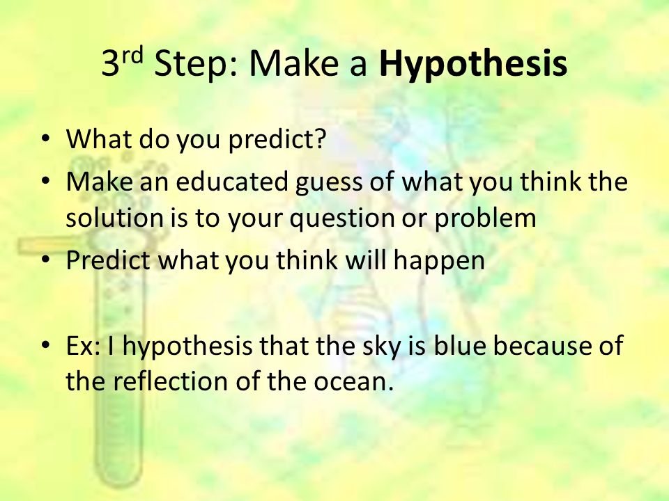 3 rd Step: Make a Hypothesis What do you predict.