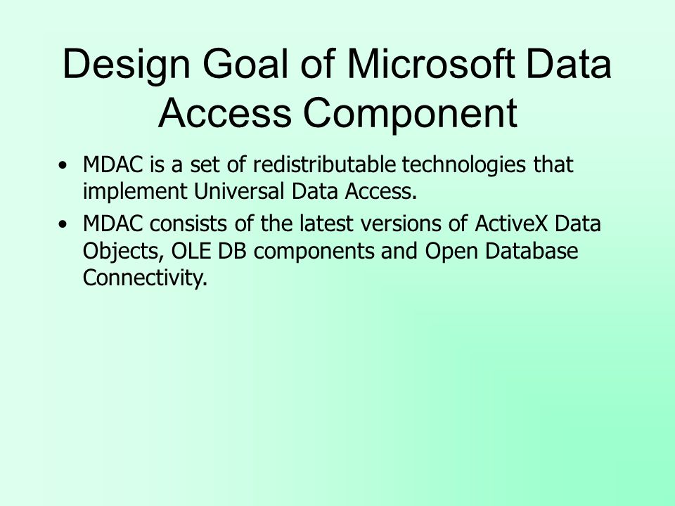 Universal Data Access Components