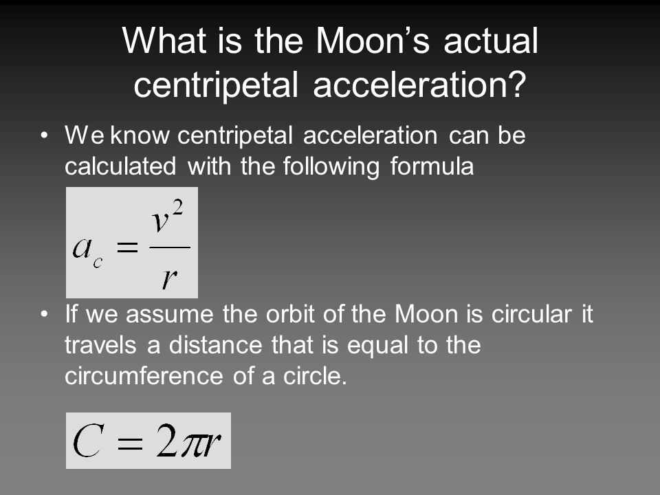What is the Moon’s actual centripetal acceleration.