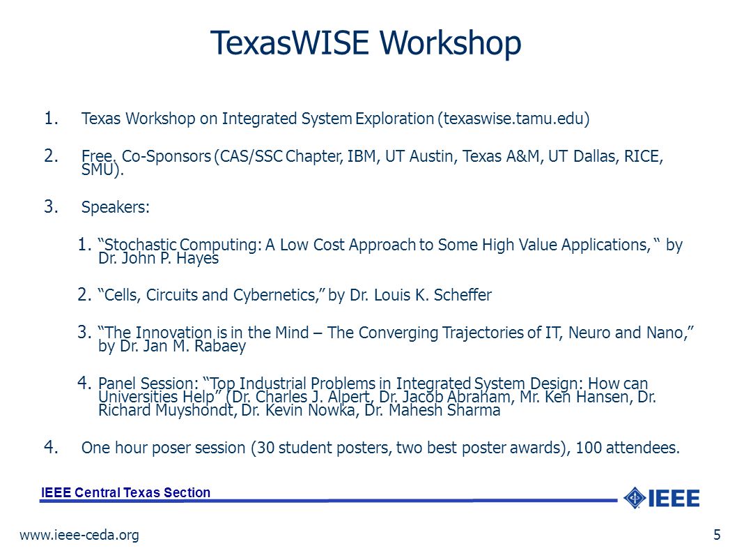 IEEE Central Texas Section TexasWISE Workshop 1.