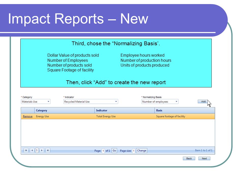 Impact Reports – New Third, chose the Normalizing Basis’.