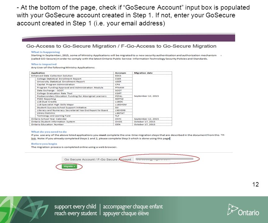 - At the bottom of the page, check if GoSecure Account input box is populated with your GoSecure account created in Step 1.