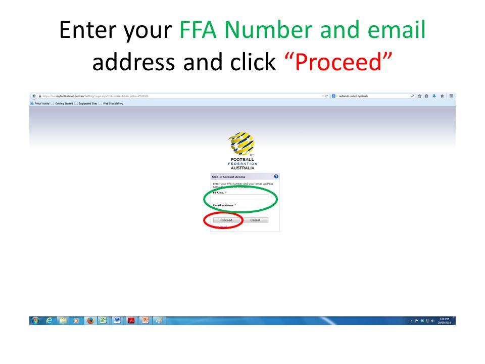 Enter your FFA Number and  address and click Proceed