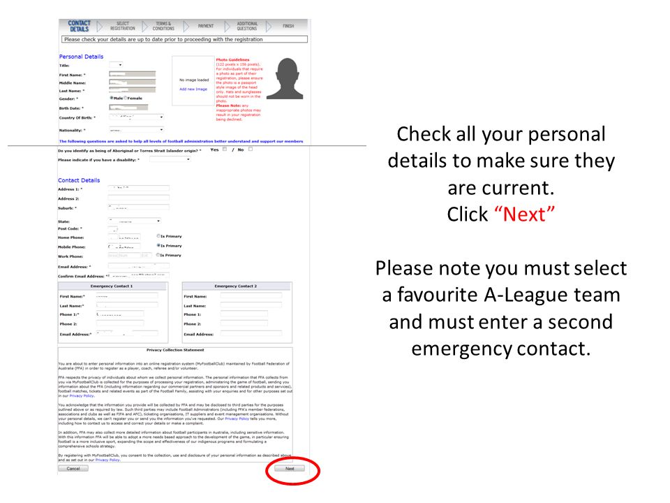 Check all your personal details to make sure they are current.