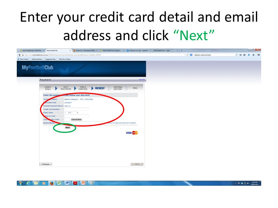 Enter your credit card detail and  address and click Next
