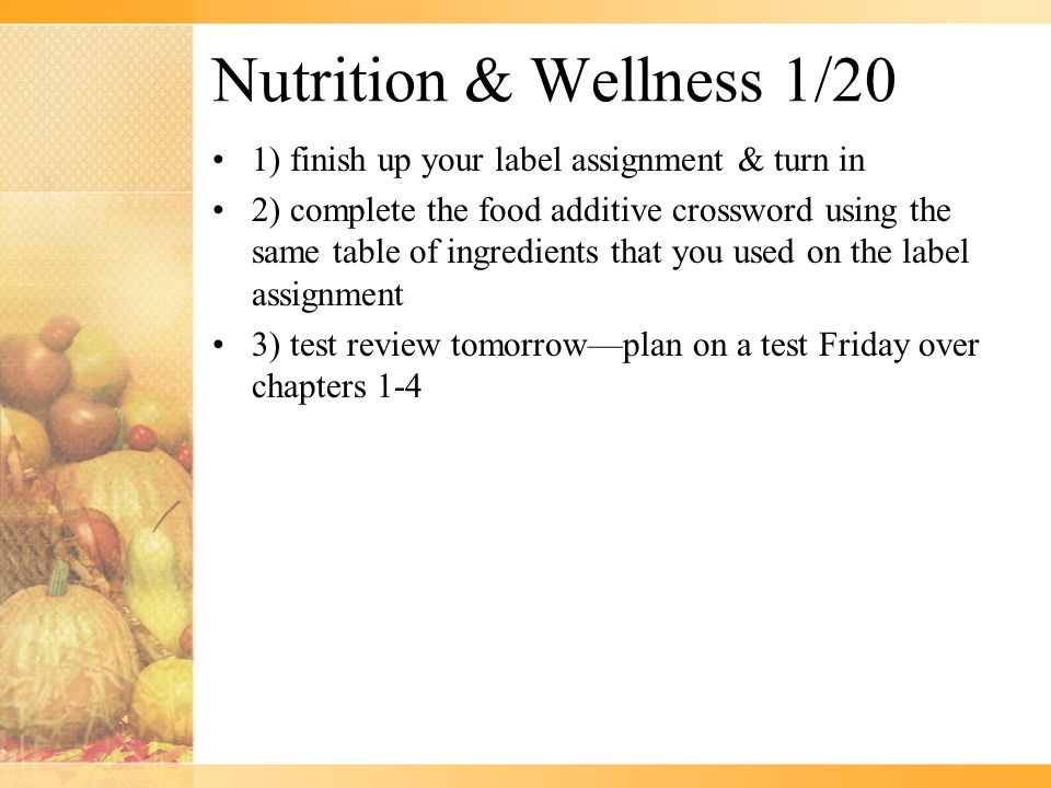 Food Label Assignment