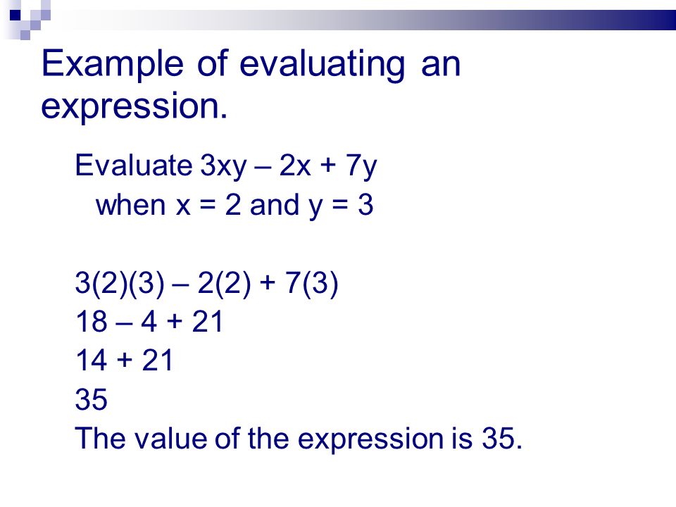 Example of evaluating an expression.
