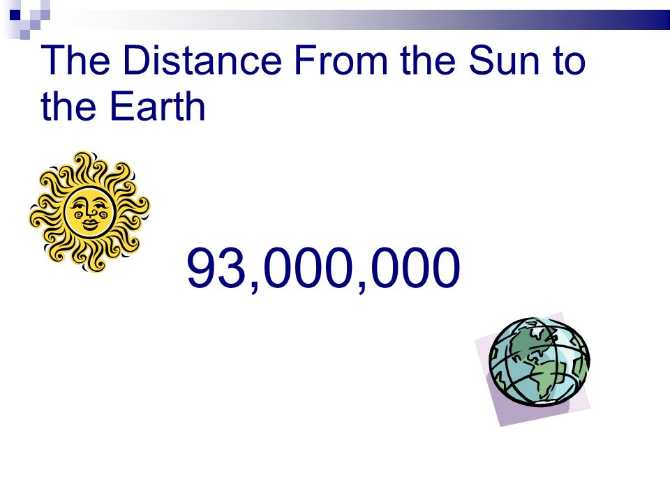 The Distance From the Sun to the Earth 93,000,000