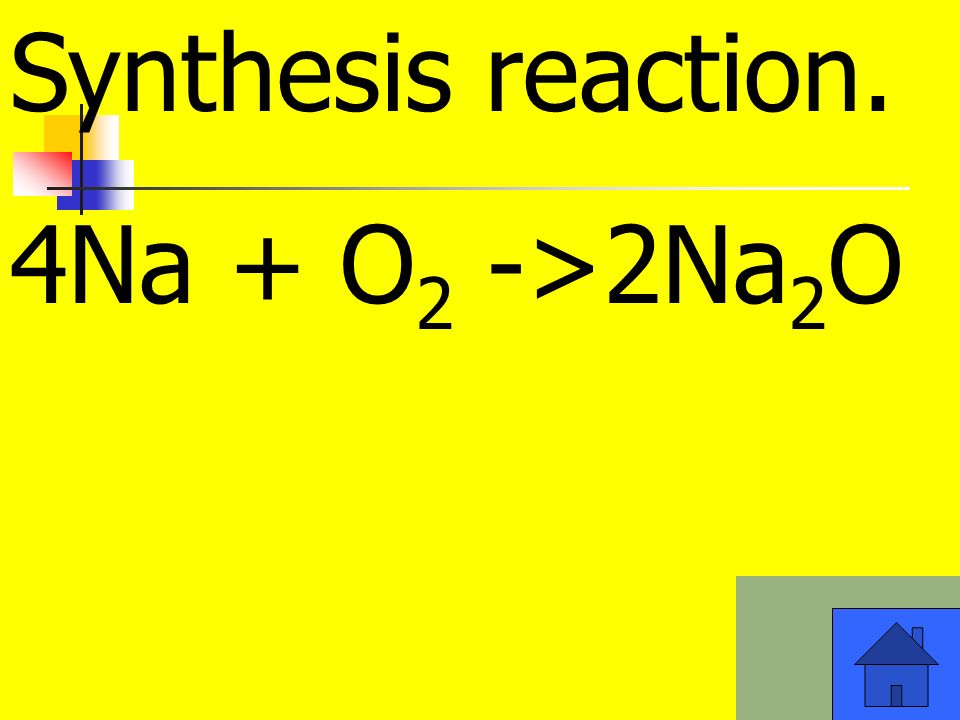 Synthesis reaction. 4Na + O 2 ->2Na 2 O