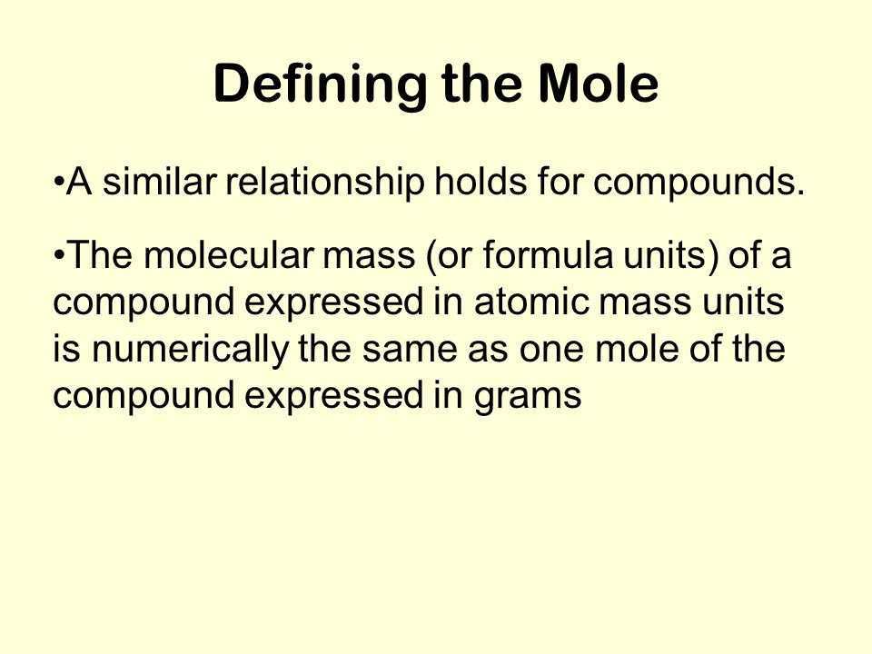 What is a good analogy for the mole concept?