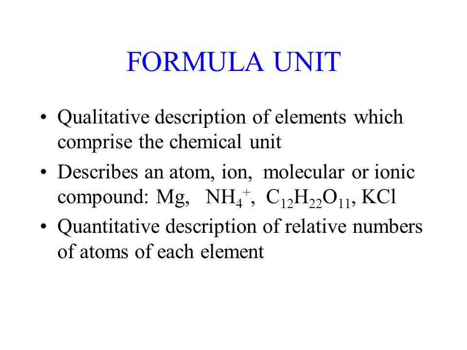 Formulas Equationoles Chemical Equation Stoichiometry 5 Formula Unit Qualitative