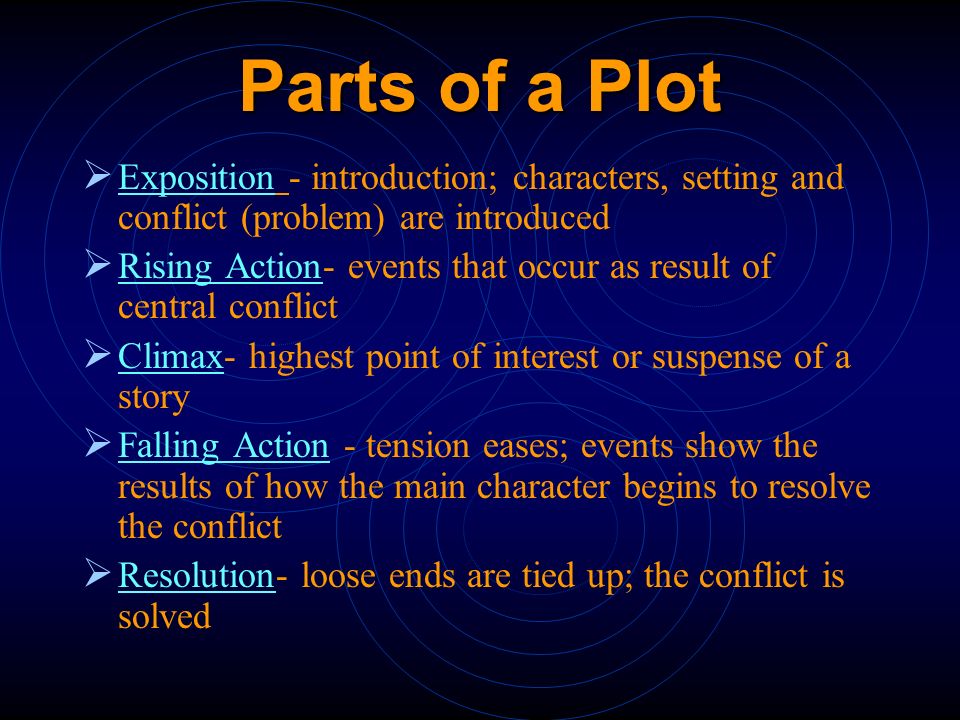Plot (definition) Plot is the organized pattern or sequence of events that make up a story.