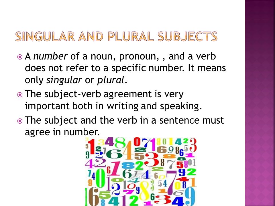  A number of a noun, pronoun,, and a verb does not refer to a specific number.