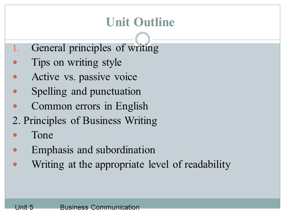 guidelines for written business communication unit 5 business business writing tips