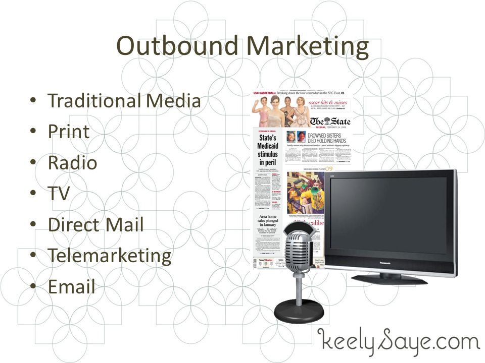 Outbound Marketing Traditional Media Print Radio TV Direct Mail Telemarketing