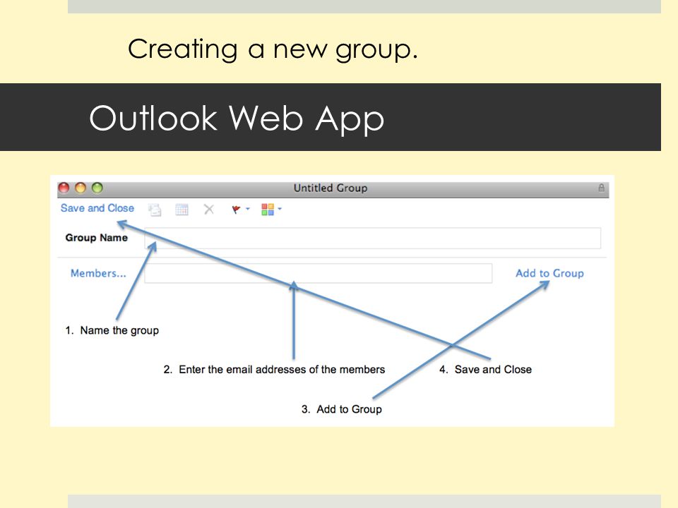 Outlook Web App Creating a new group.