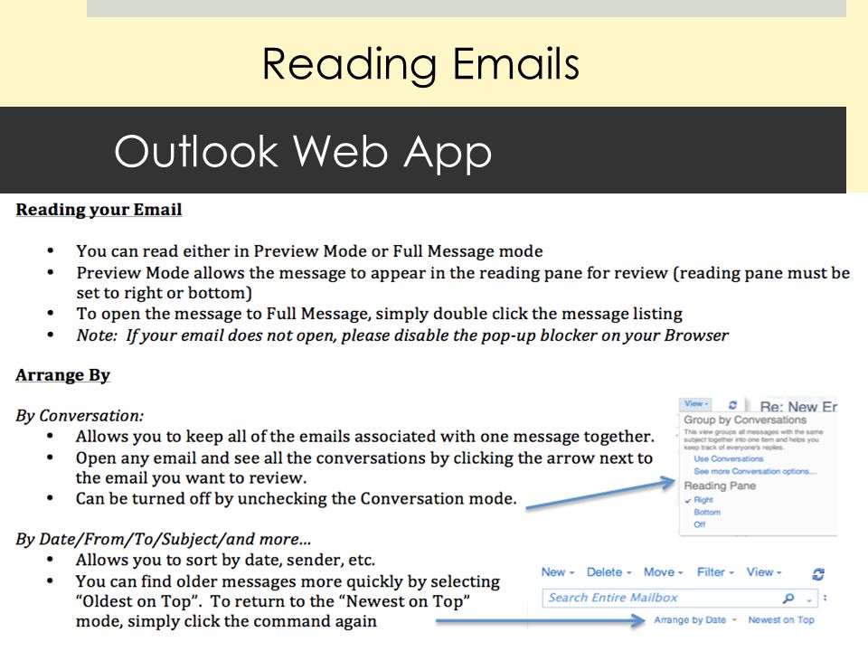 Outlook Web App Reading  s