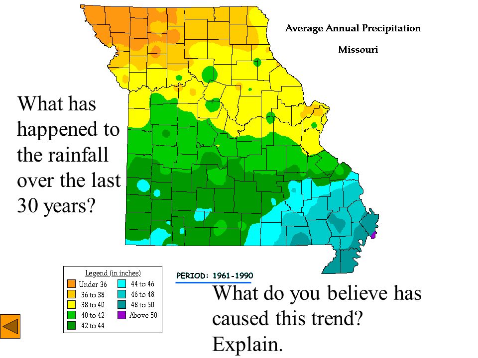 What has happened to the rainfall over the last 30 years.