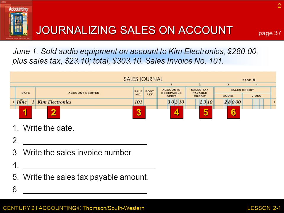 CENTURY 21 ACCOUNTING © Thomson/South-Western 2 LESSON 2-1 June 1.