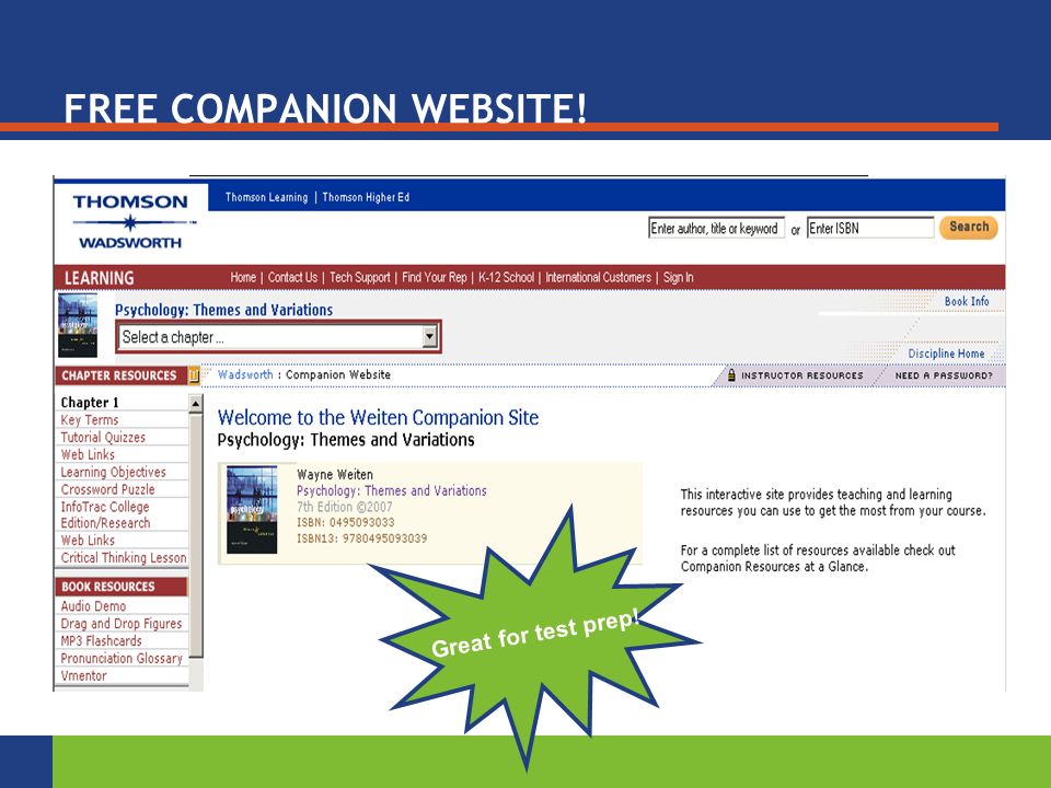 FREE COMPANION WEBSITE! Great for test prep!