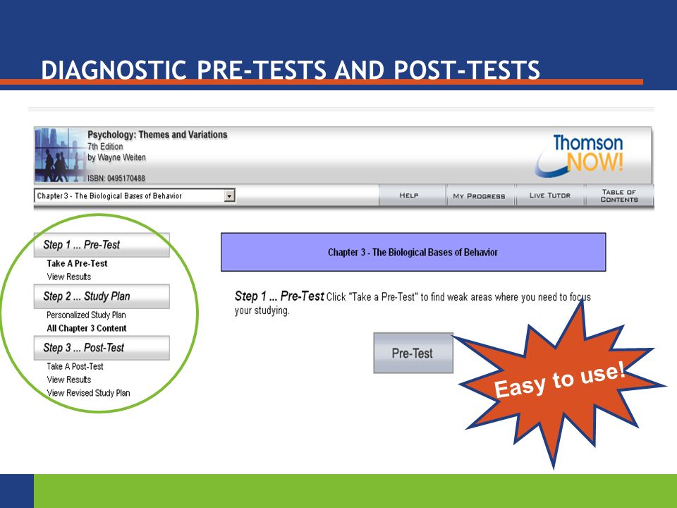 DIAGNOSTIC PRE-TESTS AND POST-TESTS Easy to use!