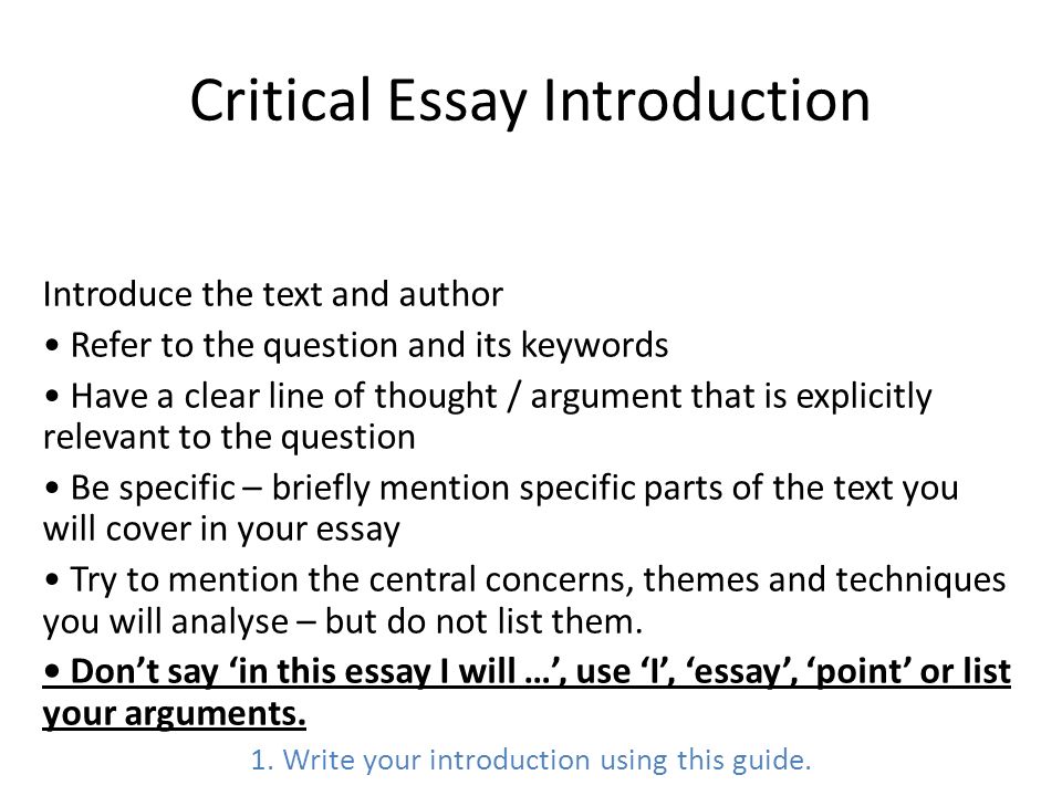 How to write an introduction for a critical essay