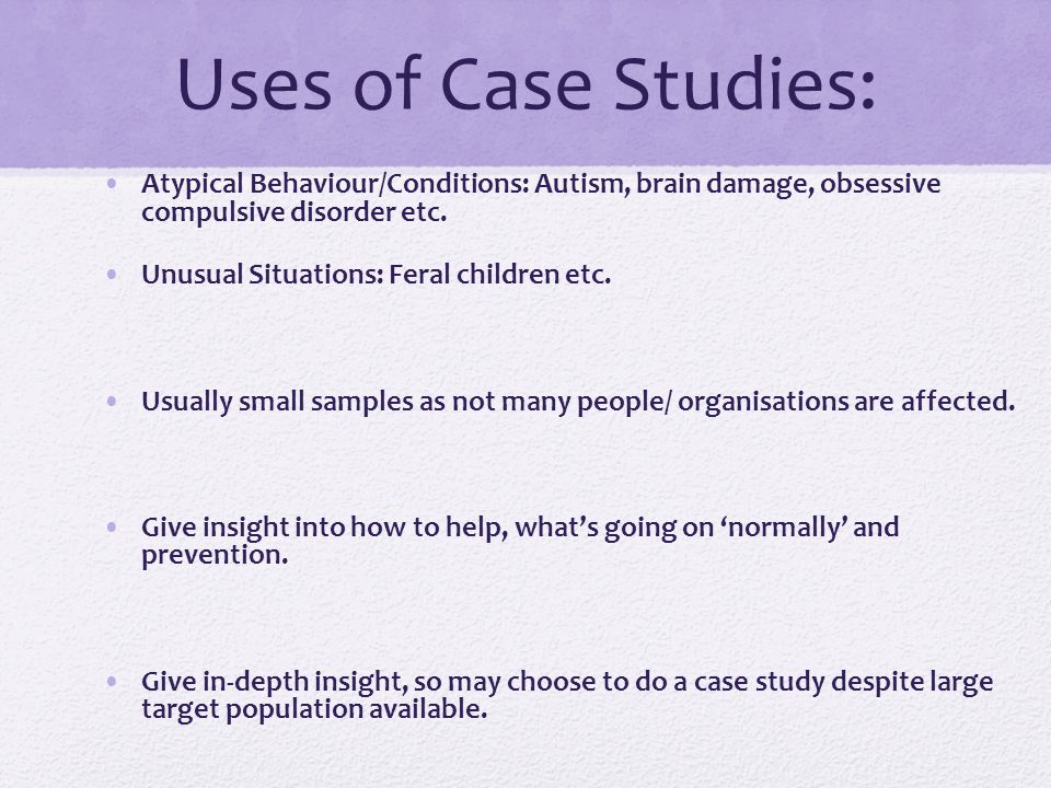 Sample case study for a child with autism