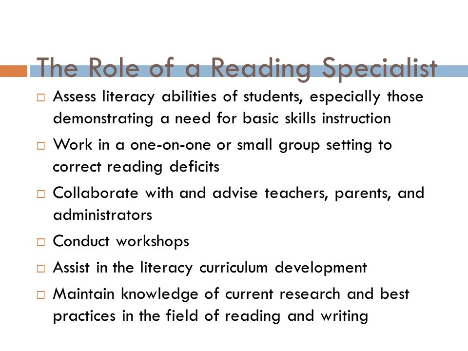 Reading specialist case study examples