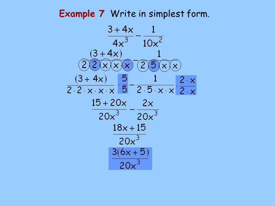 Example 7 Write in simplest form.