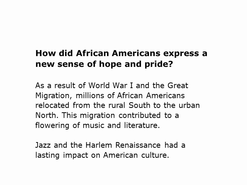 How did African Americans express a new sense of hope and pride.