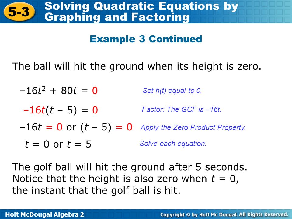 Holt Mcdougal Algebra 2 Solving Quadratic Equations By Graphing Problem Solving With Quadratic Equations 0 12 Graphing And