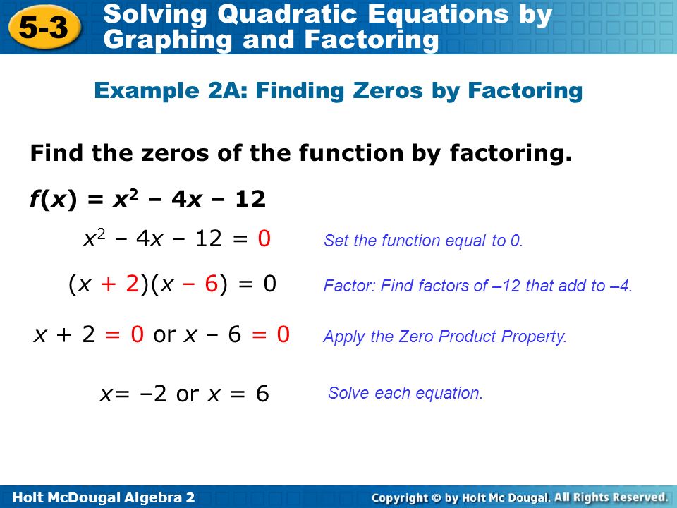 Quadratic Equation By Graphing Talkchannels Holt Mcdougal Algebra Solving Quadratic Equations By Graphing And