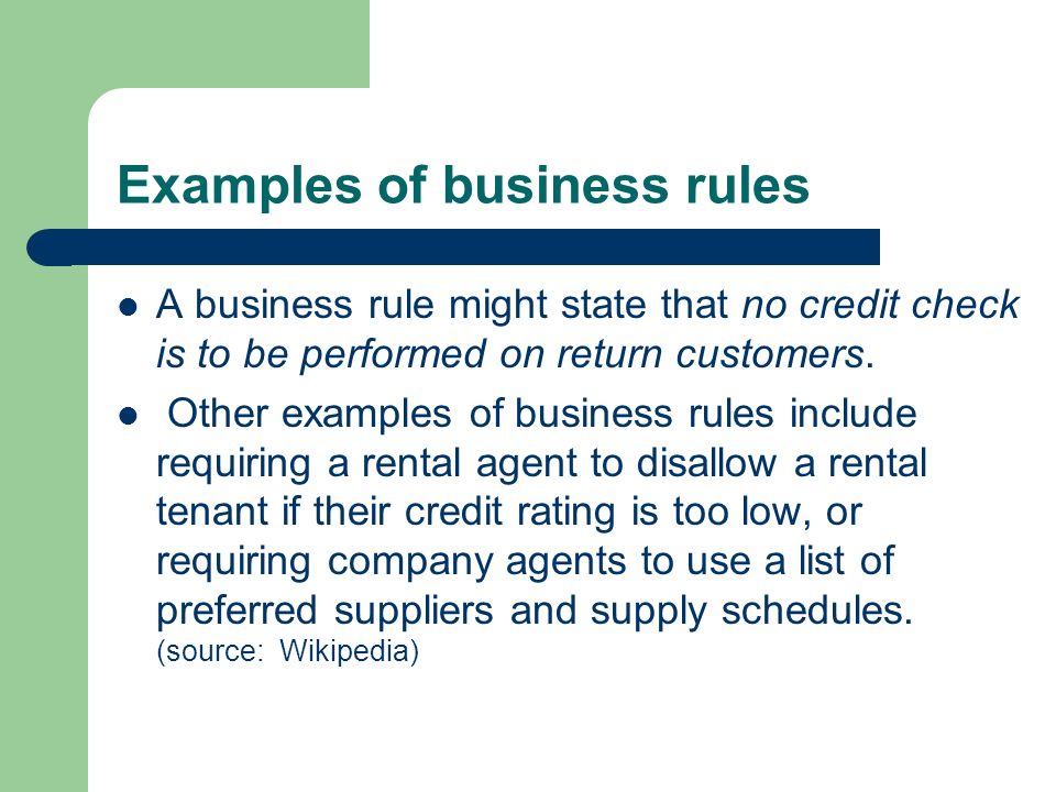 business rules examples