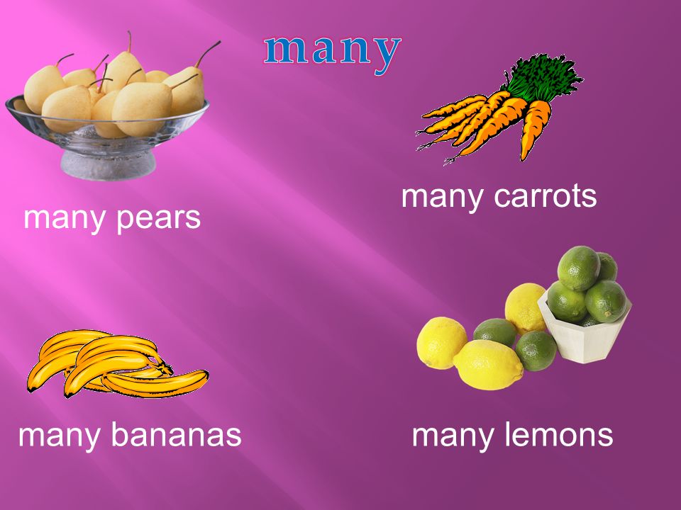 many pears many carrots many lemonsmany bananas