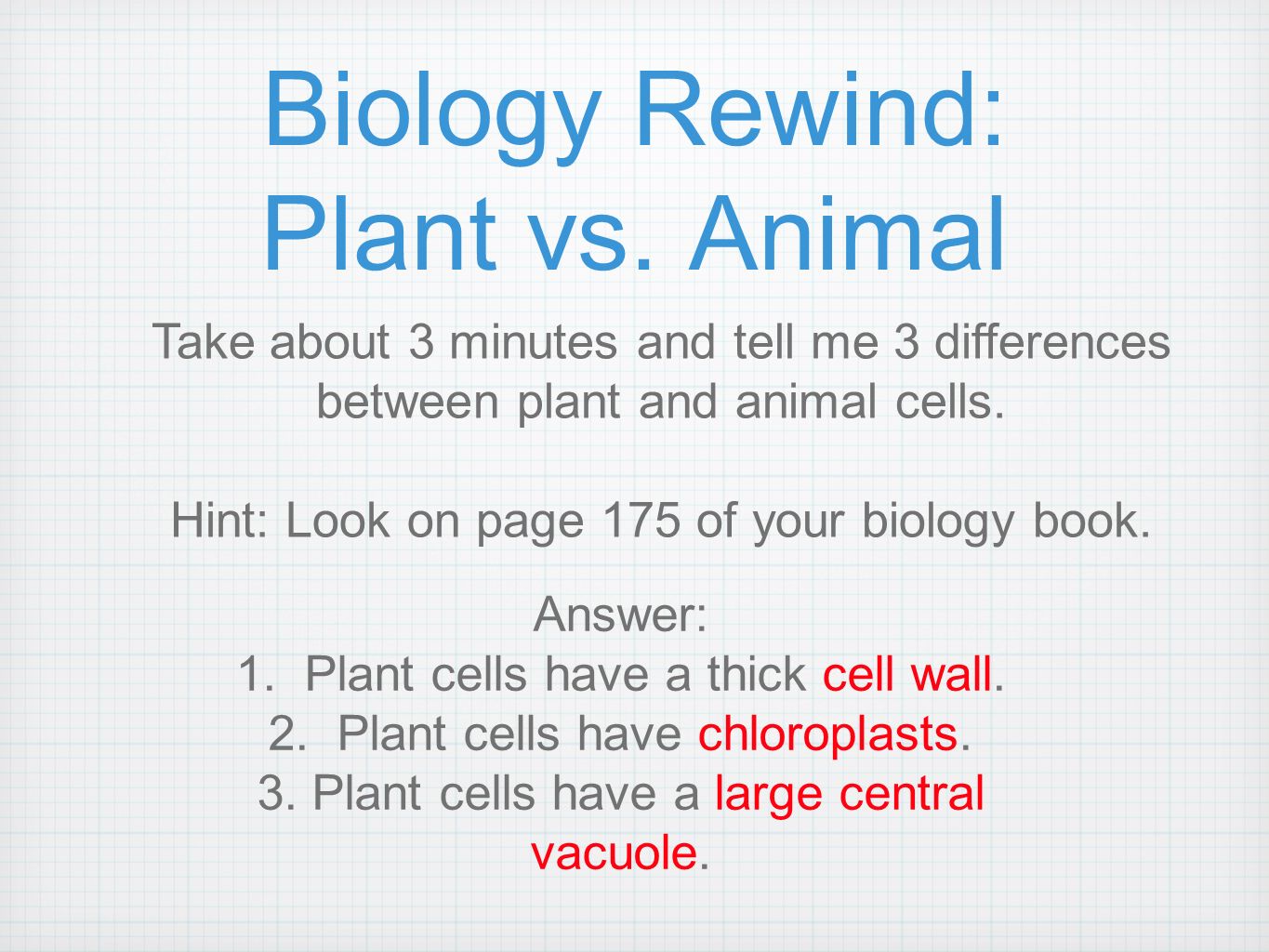Biology Rewind: Plant vs.